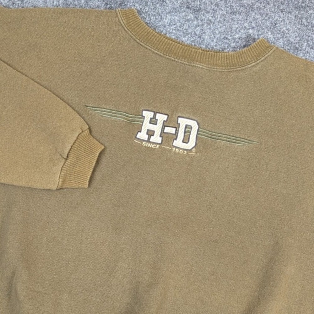 Harley-Davidson Mens 2XL Brown Embroidered Crewneck Sweatshirt Made in USA